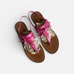 Kate Spade New York Carlita Pink Leather Bow Thong Sandals Size 10